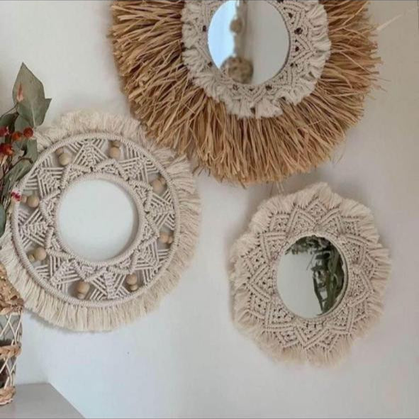 Miroirs Macramé Artisanaux – Ensemble Bohème & Élégant
