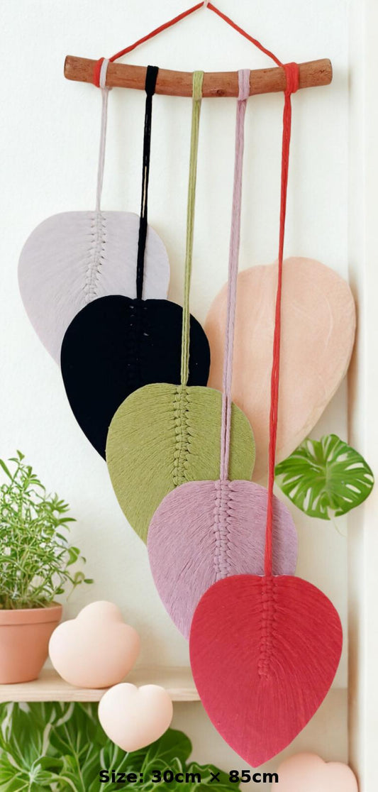 Feuille macramé murale artisanale – déco naturelle faite main au Maroc par Zaynah

